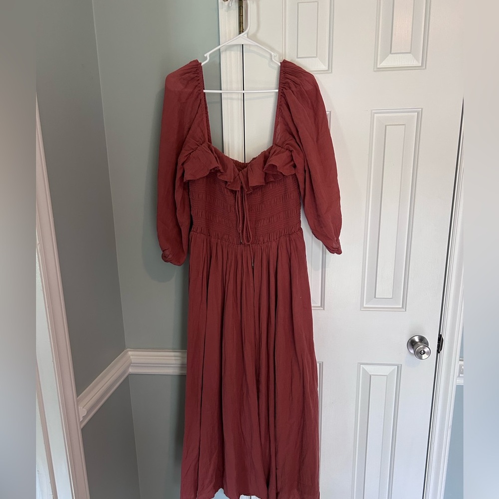 Free People Terracotta Smocked dress